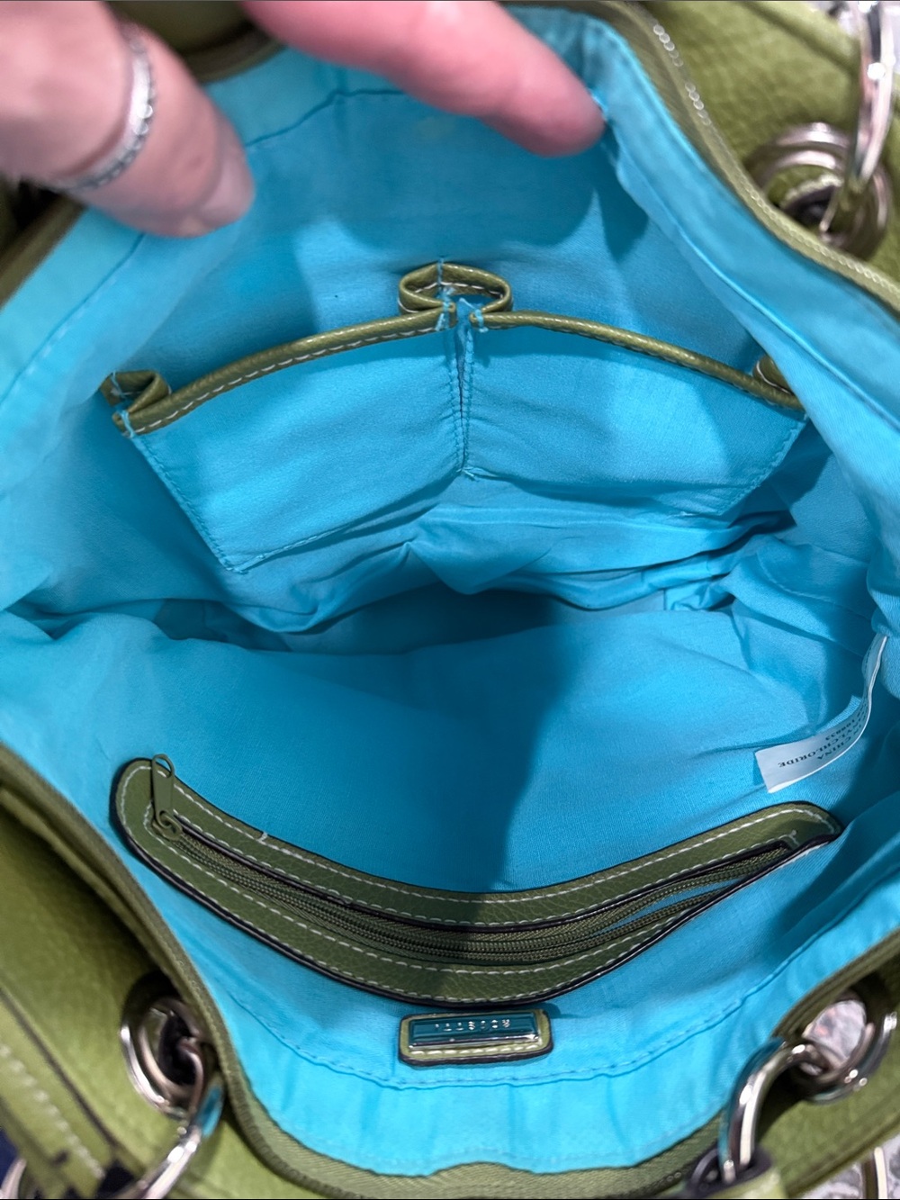 Rosetti Olive Green faux Pebbled Leather Shoulder Bag - Picture 5 of 5